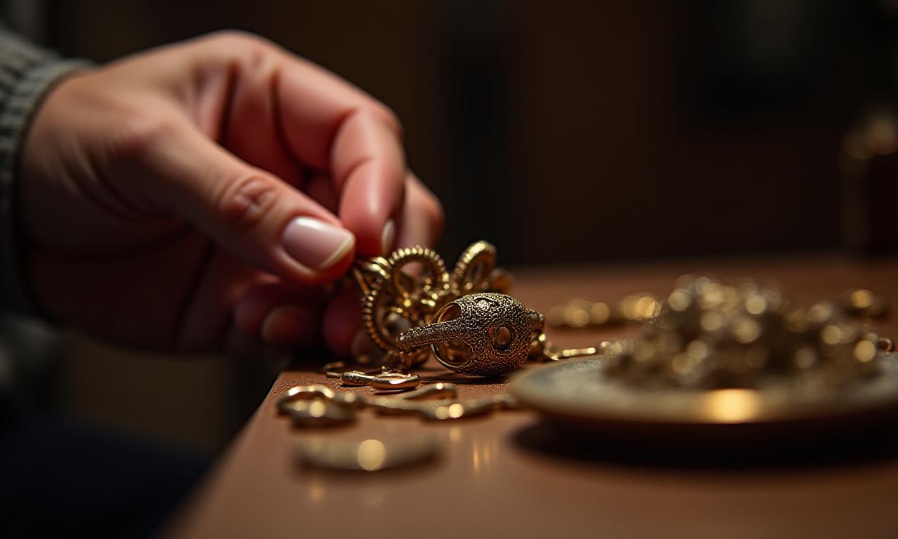 Artigiano italiano al lavoro su gioielli in corallo